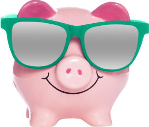cartoon pig with big sunglasses