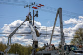 PUD line crew working on wires