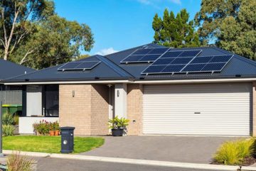 House with rooftop solar panels