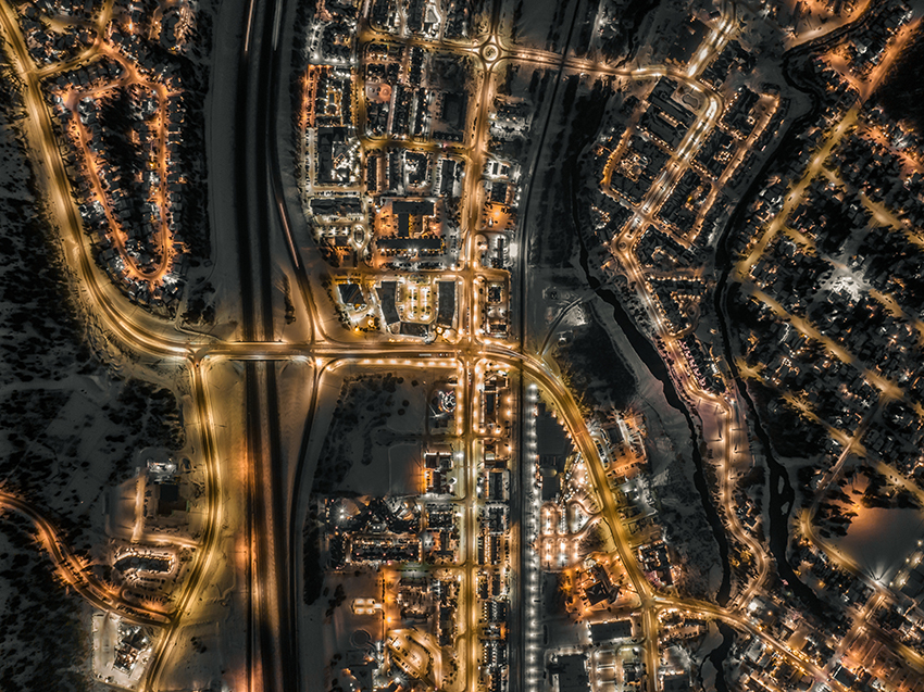 2023 high school photo contest winner - aerial of icy nighttime street