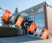 Welcome graphic imposed on front of Arlington Community Office