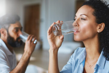 Couple drinking water