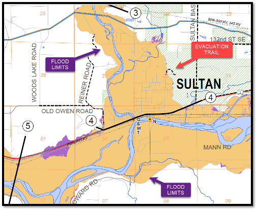 Sultan drill: map of the inundation area