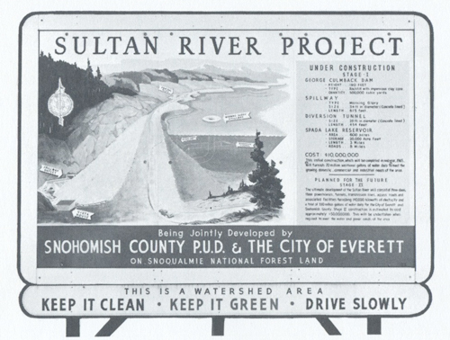 Sultan River Project Culmback Dam signage from the 1960