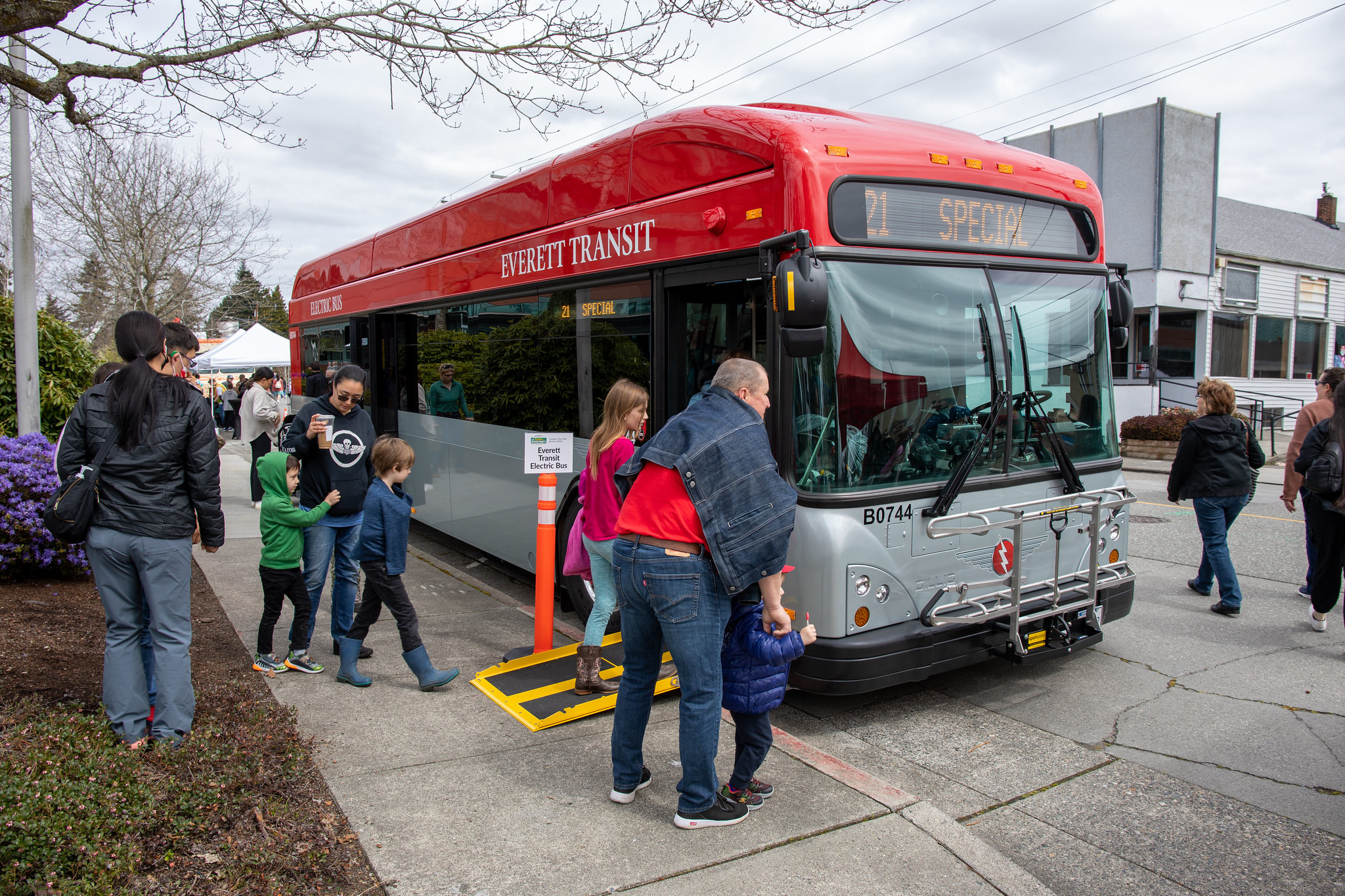 An electric bus at the Energy Block Party, 2023