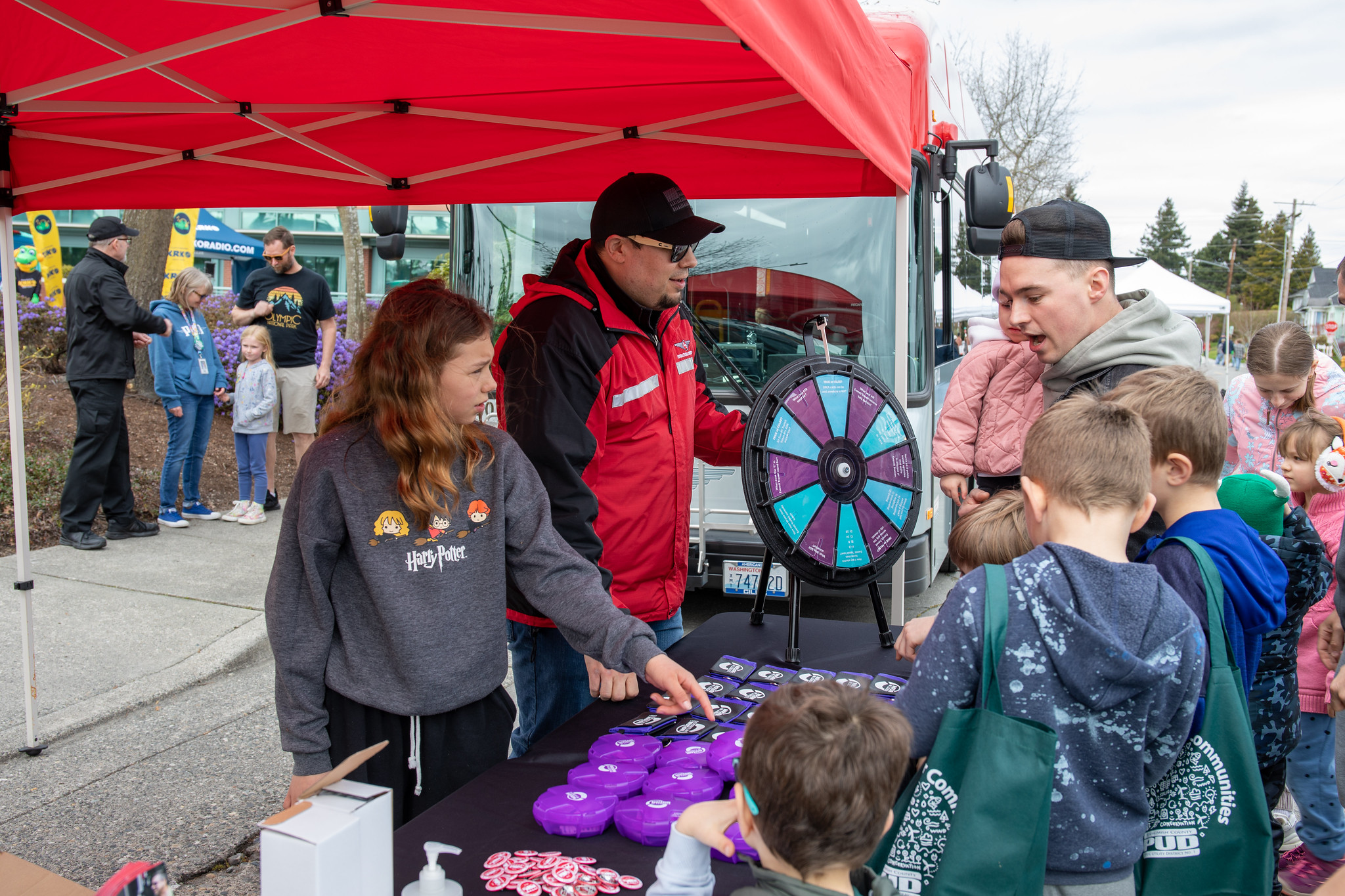 Visitors chatting at Energy Block Party Booth
