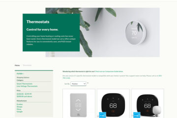 Captura de pantalla de la página del termostato inteligente PUD Marketplace