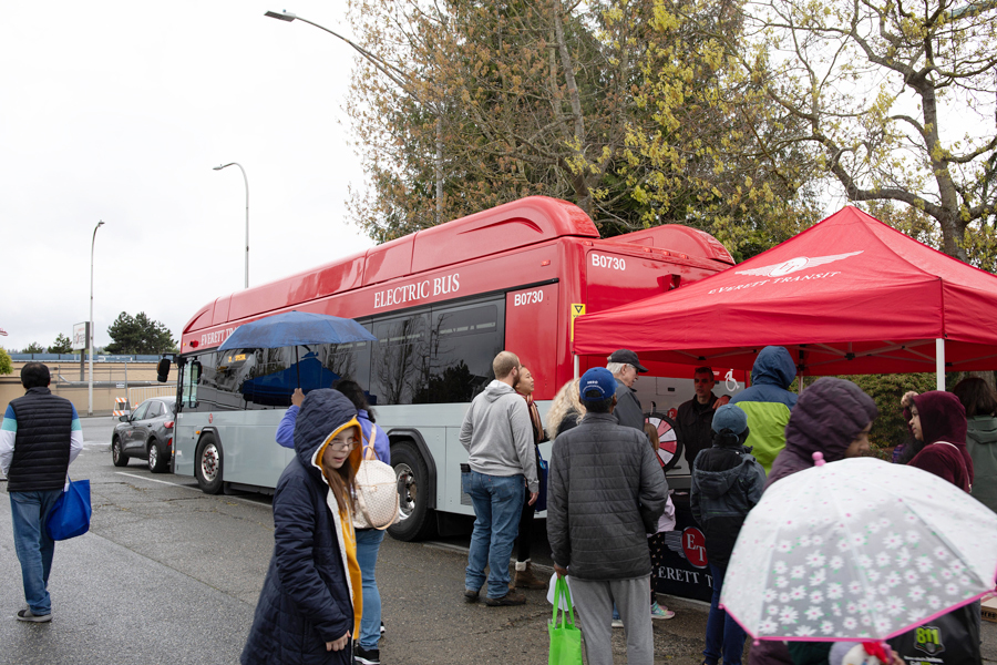 An electric bus at the Energy Block Party