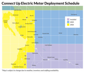 Connect Up Deployment Map with notice that schedule is subject to change
