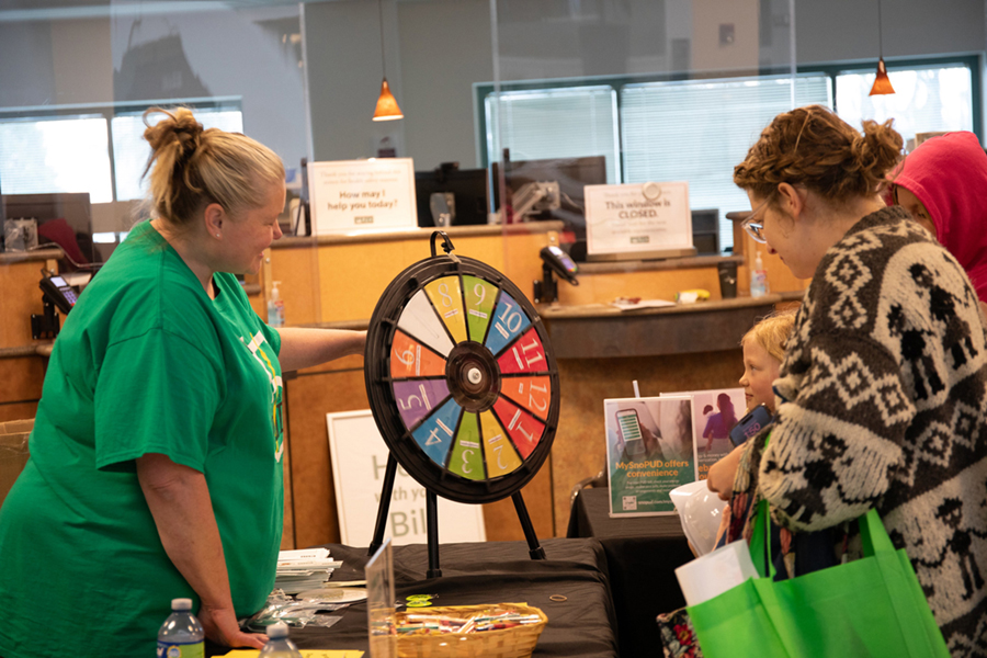 Customer Service had a popular prize wheel at the Energy Block Party