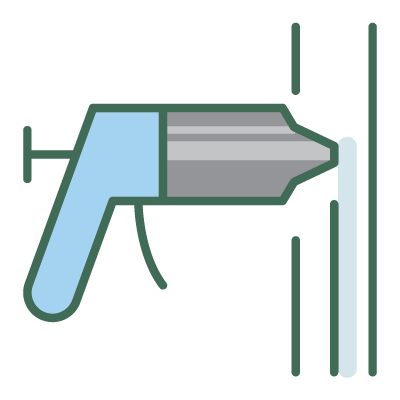 Applying caulk on window or door frame to prevent leaks