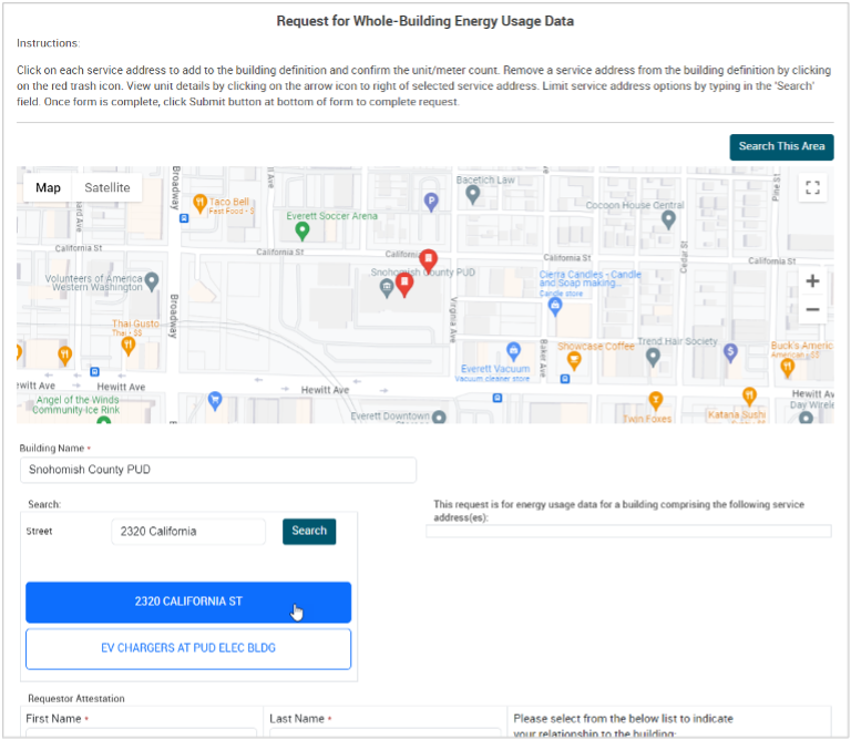 Screen shot of map that allows you to "Search this area"