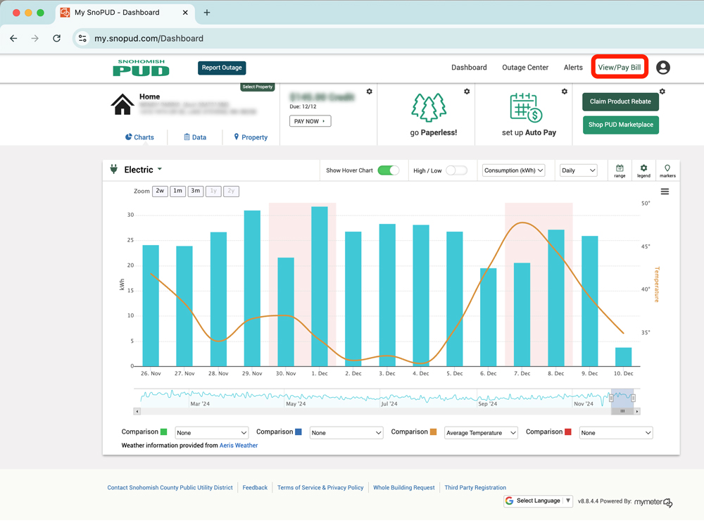 Image showing MySnoPUD interface