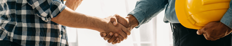 Trade Ally Banner: people in work gear shaking hands