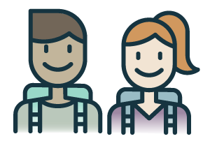 Two young students wearing backpacks