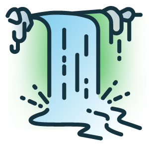 Waterfall splashes down in forest