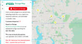 Screen shot of PUD outage map showing outages on map and Report Outage button