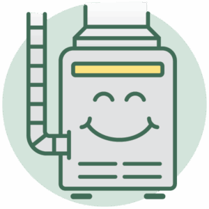 Icon of furnace heating happily thanks to sparkling new filter