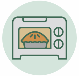 Icon of toaster oven with golden brown pie inside