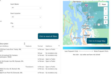 Screenshot of engagement listing schedule
