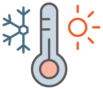 Thermometer between a snowflake and sun