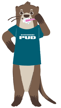 PUD Water otter Splash nagsisipilyo ng kanyang ngipin (patayin ang gripo habang nagsisipilyo para makatipid ng tubig!)